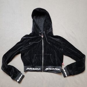 Dickies Velour Cropped Zip Jacket Hoodie Sz Med